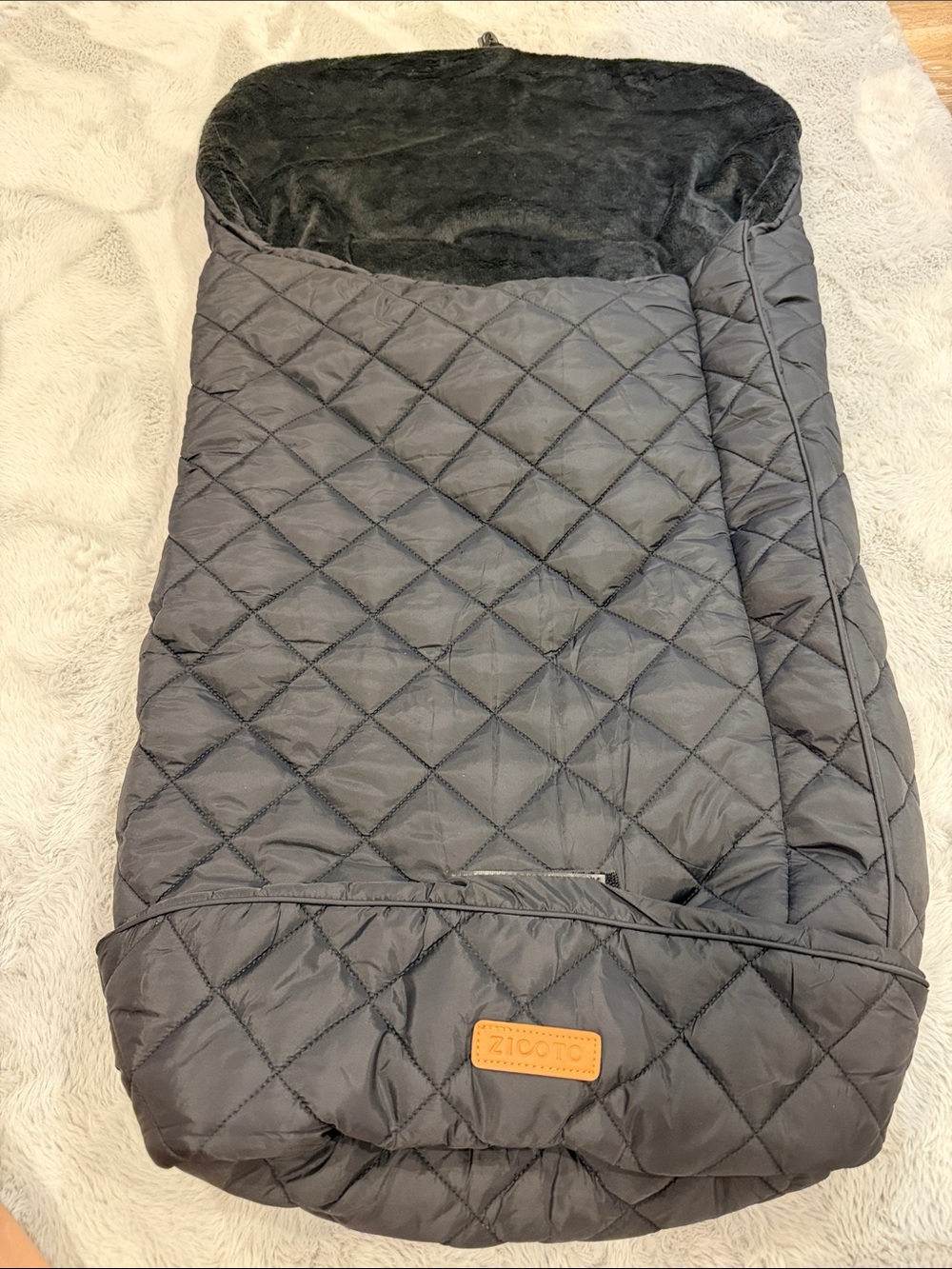 Black Quilted Plush-Lined stroller Footmuff